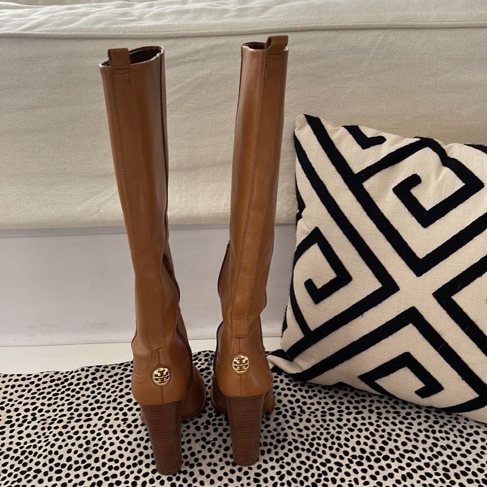 Tory Burch High Heel Saddle Leather Riding Boots